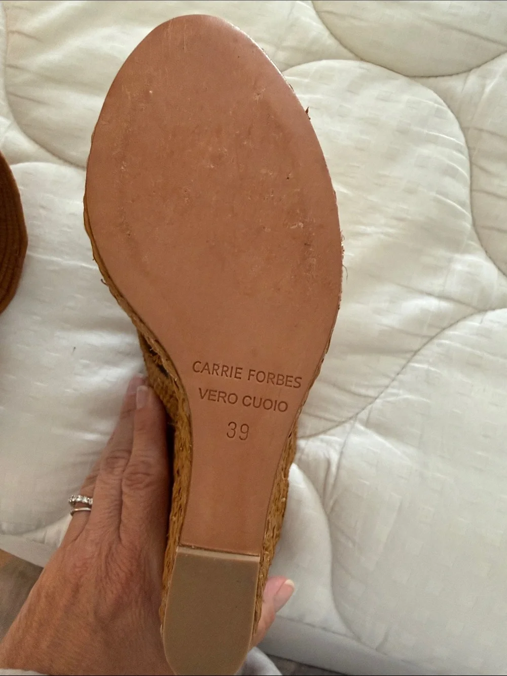 Braided Brown Wedge Slide Sandals